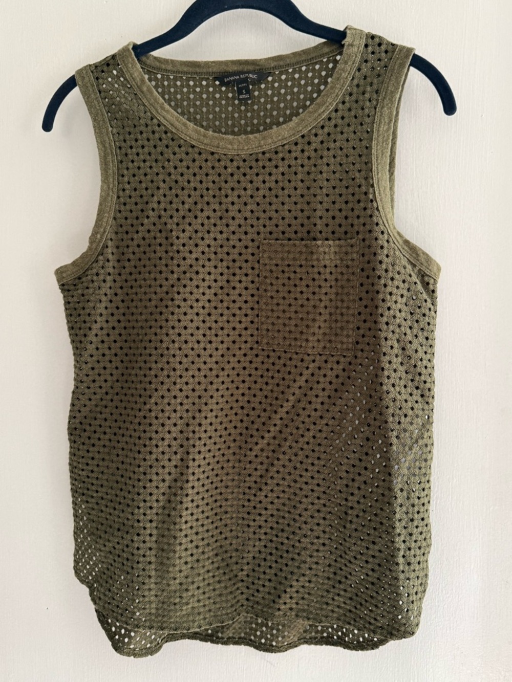 Banana Republic Olive Green Eyelet Mesh Tank Top Size SP